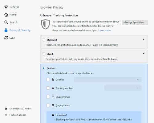تعطيل أو تغيير أدوات الحماية فايرفوكس "service not found": كيفية حل المشكل