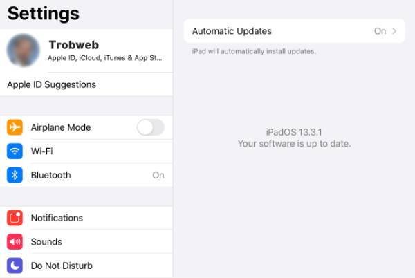التأكد من تحديث آيباد الخاص بك