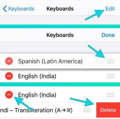 إزالة لغة من كيبورد ايفون وايباد