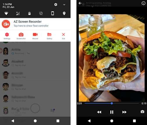 استخدام تطبيق az screen recorder في التقاط سكرين شوت سناب شات دون علمهم