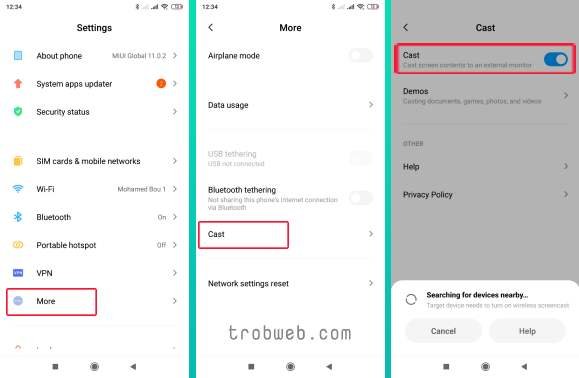 عرض شاشة الهاتف باستخدام تقنية Cast