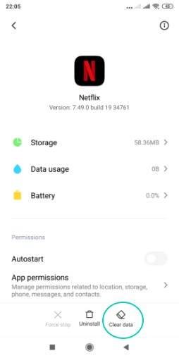 مسح بيانات تطبيق نتفليكس لحل مشكلة الترجمة