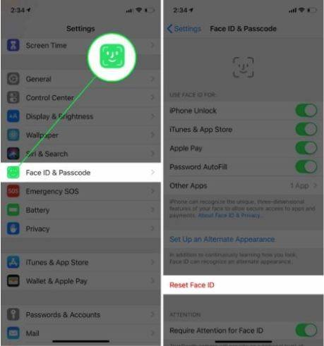 إعادة تعيين Face id على الايفون