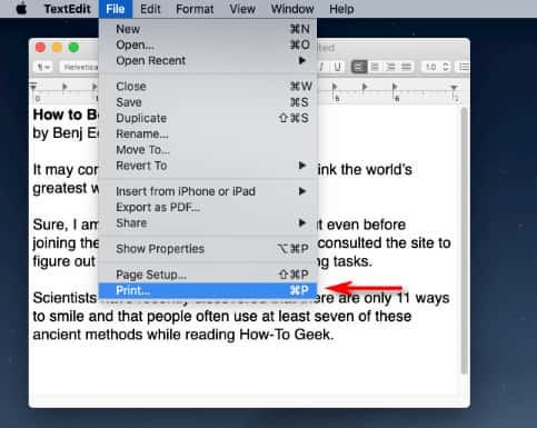 كيفية طباعة المستند كملف pdf على الماك