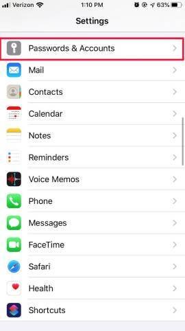 حذف الإيميل من الايفون