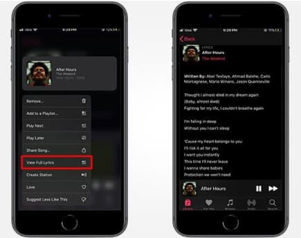 عرض كلمات أي أغنية بشكل كامل على Apple Music