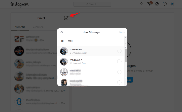 كيفية إرسال واستقبال رسائل انستقرام على الكمبيوتر