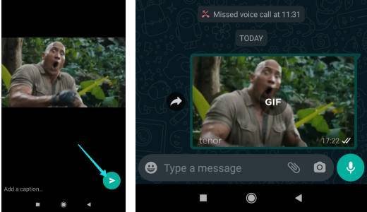 إرسال صور gif في whatsapp