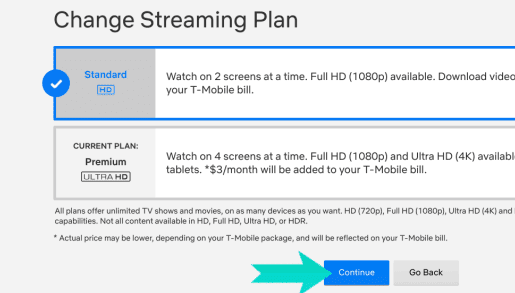 تحويل وتغيير خطة الاشتراك في Netflix