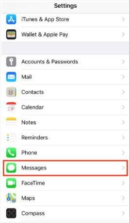 إعدادات الرسائل في الايفون