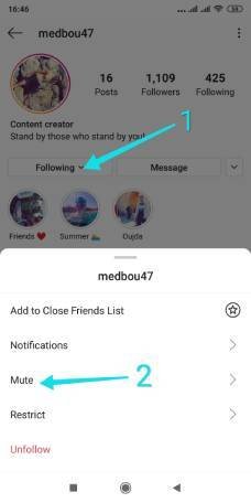 إخفاء منشورات شخص على انستقرام