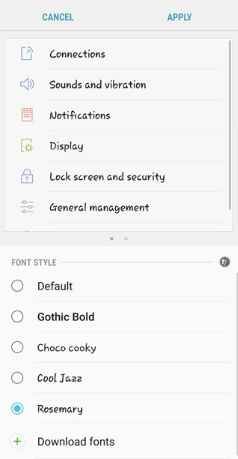 تغيير الخط في samsung
