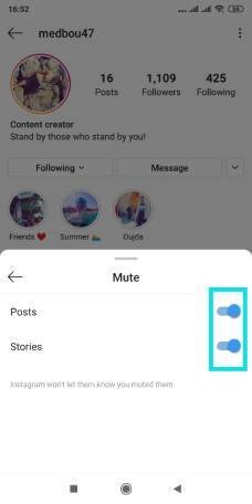 إخفاء منشورات شخص على انستقرام