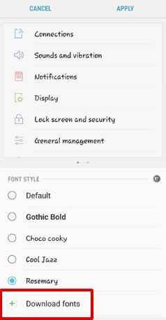 إضافة خط جديد في سامسونج