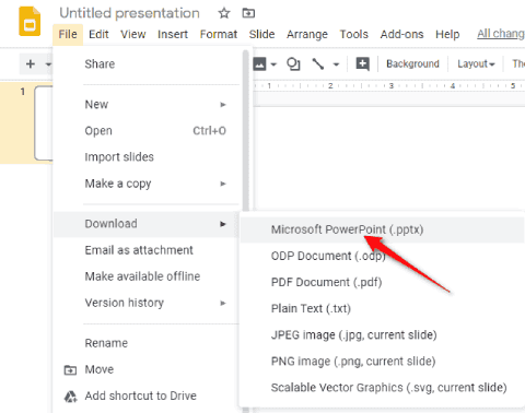 تحويل ملفات Google Slides إلى بوربوينت