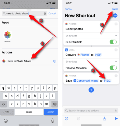 تحويل صور JPG إلى HEIC عبر الاختصار في الايفون