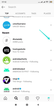حذف سجل البحث في حسابك انستقرام