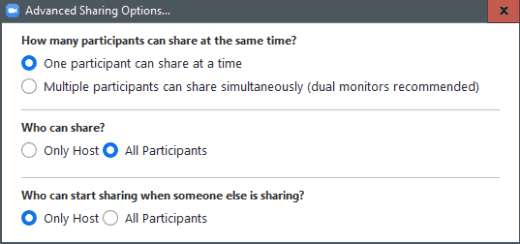 السماح للآخرين بمشاركة شاشتهم على zoom