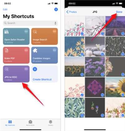 كيفية تحويل صور JPG إلى HEIC عبر Shortcuts
