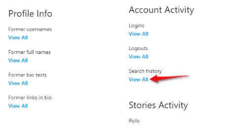 حذف سجل البحث في انستقرام عبر الكمبيوتر