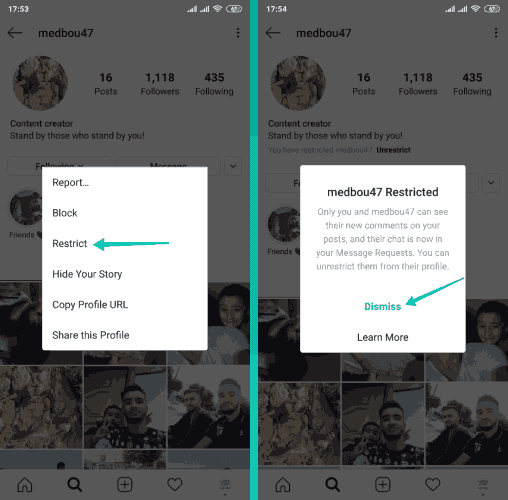 كيفية تقييد شخص على instagram