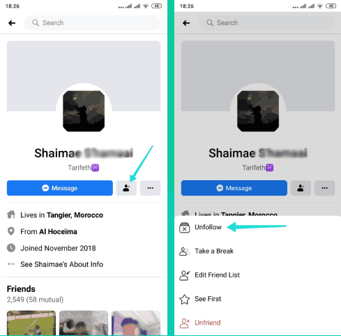 كيفية إخفاء منشورات شخص ما على Facebook