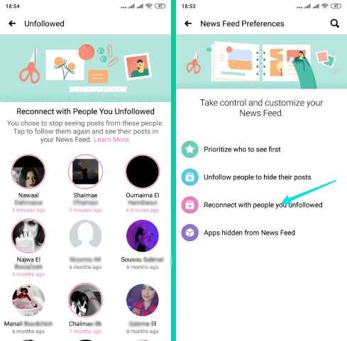 إلغاء كتم الأشخاص في Facebook