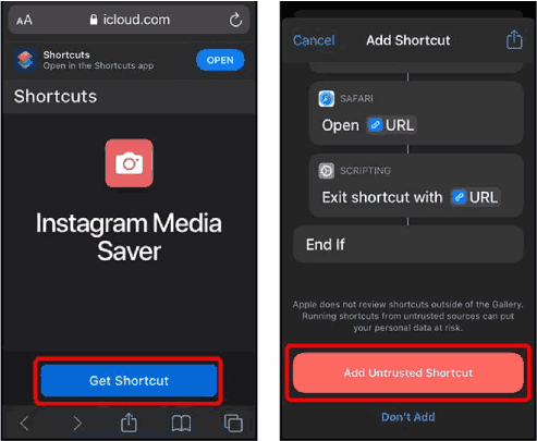 تحميل فيديوهات انستقرام باستخدام اختصارات
