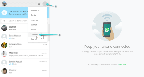 كيفية تفعيل الوضع الليلي في whatsapp web