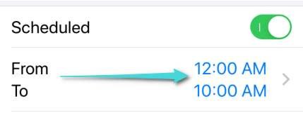 جدولة عدم الإزعاج من أجل إظهار حالة الطقس في الايفون
