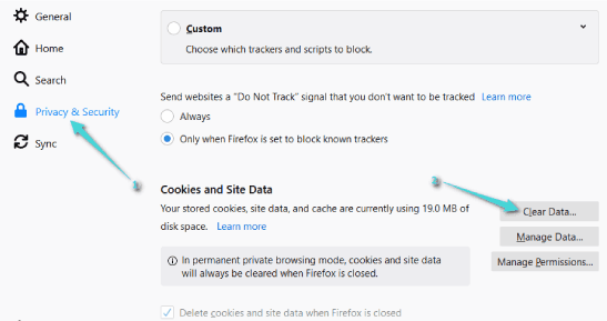 مسح ذاكرة التخزين المؤقت “الكاش” والكوكيز في موزيلا فايرفوكس