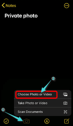 حماية صور الايفون بكلمة مرور عبر notes