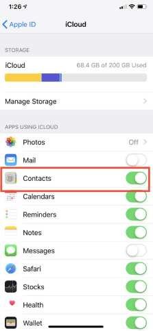 إنشاء نسخة احتياطية لجهات الاتصال عبر iCloud