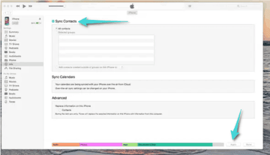 إنشاء نسخة احتياطية لأرقام الهواتف على الايفون