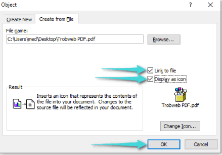 إدراج ملف PDF في وورد