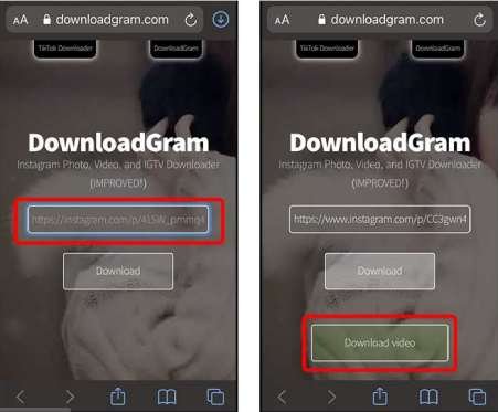 استخدام موقع ويب لتنزيل فيديو انستقرام للايفون
