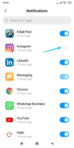 منع ظهور إشعارات إنستقرام من إعدادات الهاتف
