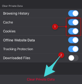 مسح الكاش والكوكيز في موزيلا فايرفوكس على الايفون