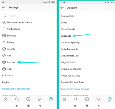 كيفية تغيير لغة انستقرام