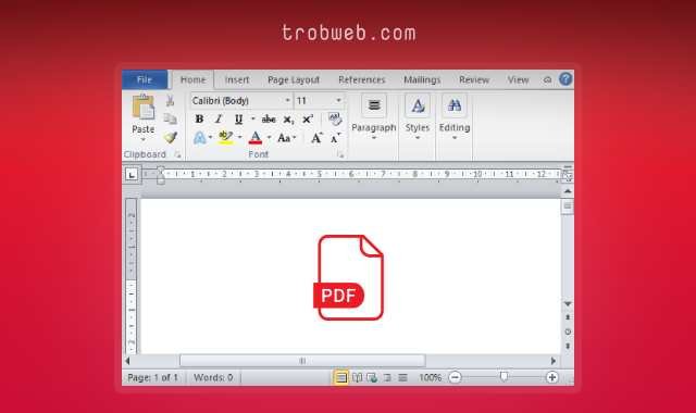 إدراج ملف PDF في مستند وورد