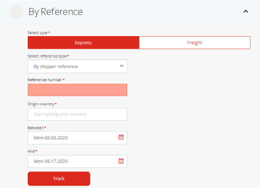 تتبع الشحنة عبر رقم المرجع