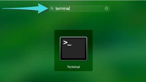 فتح نافذة الأوامر من خلال Launchpad