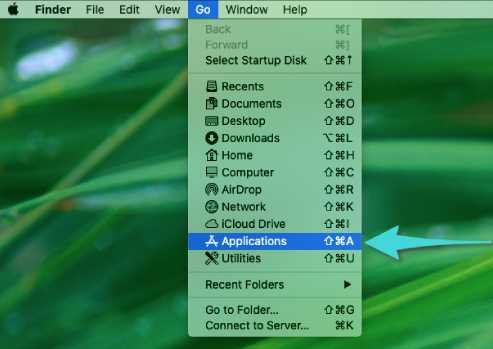 فتح نافذة الأوامر عبر مجلد التطبيقات في الماك