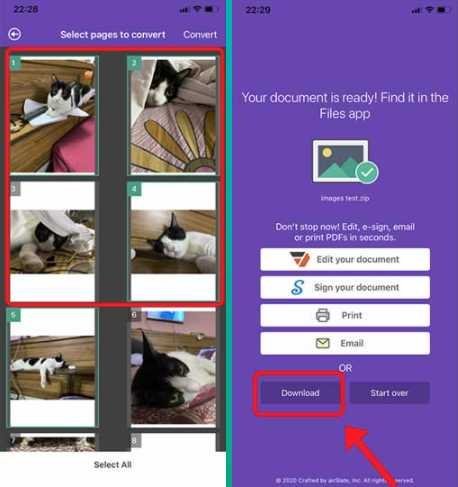 كيفية تحويل ملف PDF إلى الصور على الايفون