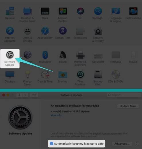 تعطيل التحديثات التلقائية على الماك