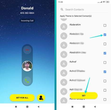 تعيين خلفية لشاشة المكالمات لجهة اتصال محددة