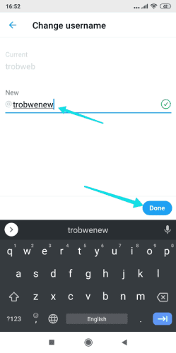تغيير Username لحساب تويتر عبر الهاتف