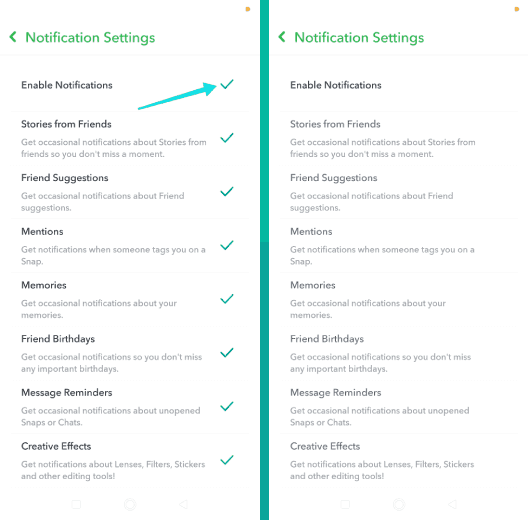 ميزة خصوصية الإشعارات على سناب شات