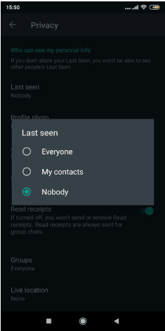 إخفاء آخر ظهورك على واتساب