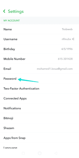 كيفية تغيير كلمة سر حساب snapchat